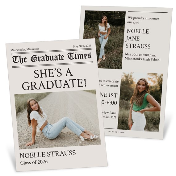 graduation announcement with photo area and event details