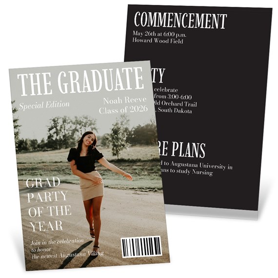 graduation invitation with photo area and event details