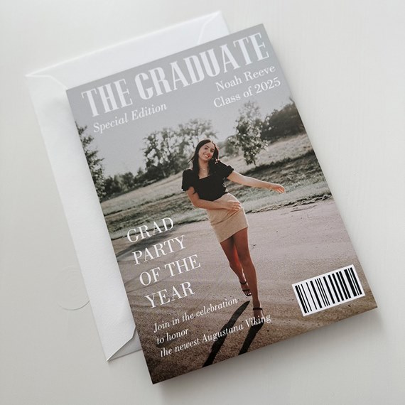 graduation invitation with photo area and text