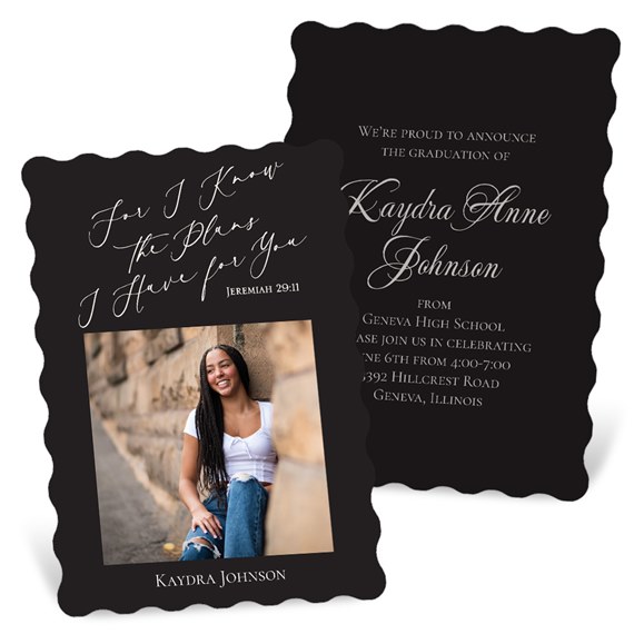 graduation invitation with photo area and scalloped edges