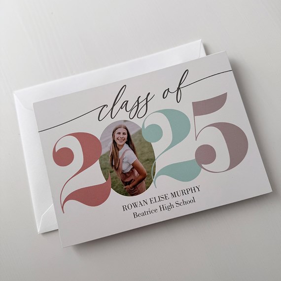 graduation invitation with photo area and decorative text
