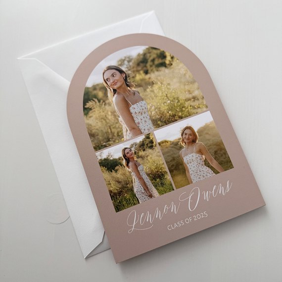 arched collage graduation invitation with photo areas