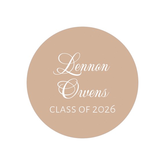 round graduation sticker with customizable text area