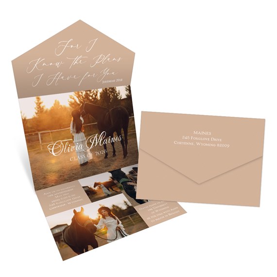 graduation invitation with photo placeholders and envelope