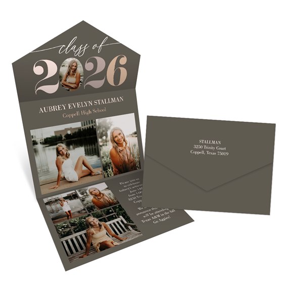 graduation announcement with photo area and envelope