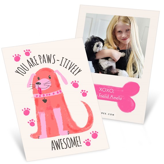 valentine card with dog illustration and photo placeholder