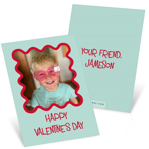 scalloped frame with photo area, customizable text area