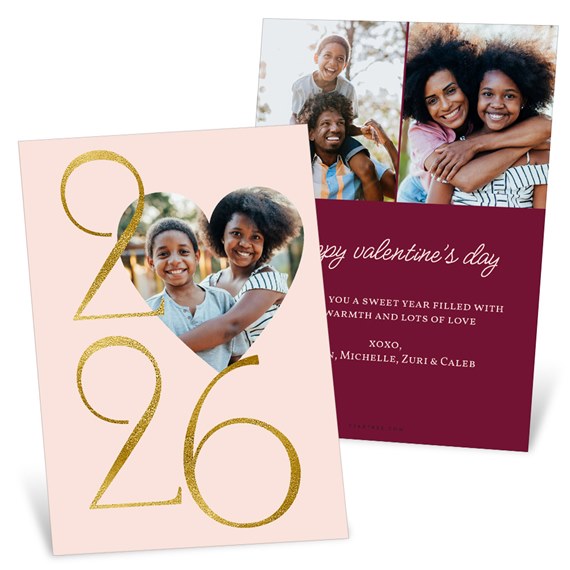 Valentine's Day card with glittery heart and customizable text area