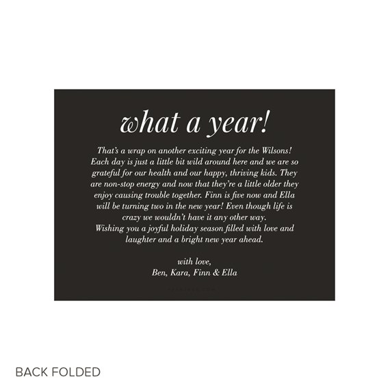 black holiday card with decorative text
