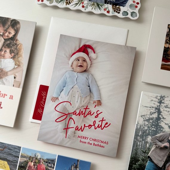 Christmas card with photo area and festive design