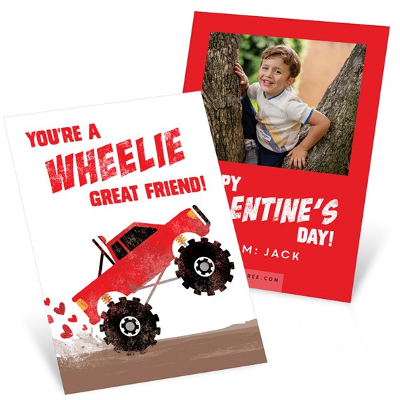 valentine's card with photo placeholder and truck design