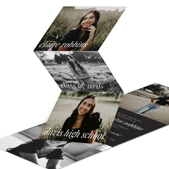 graduation announcement with photo placeholders and text areas