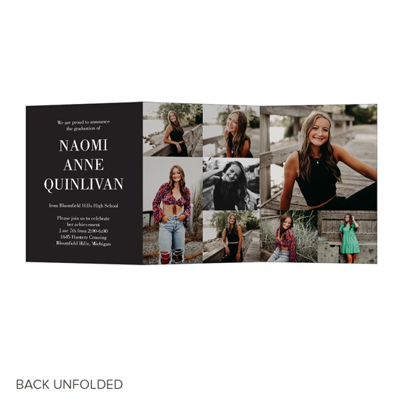 graduation invitation with photo placeholders and customizable text area