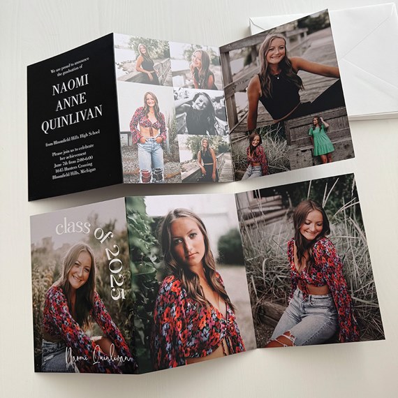 graduation invitation with photo placeholders and text area