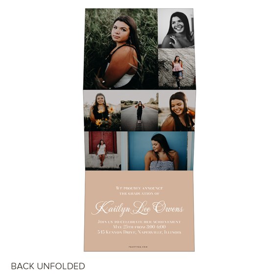 graduation invitation with photo placeholders and calligraphy text