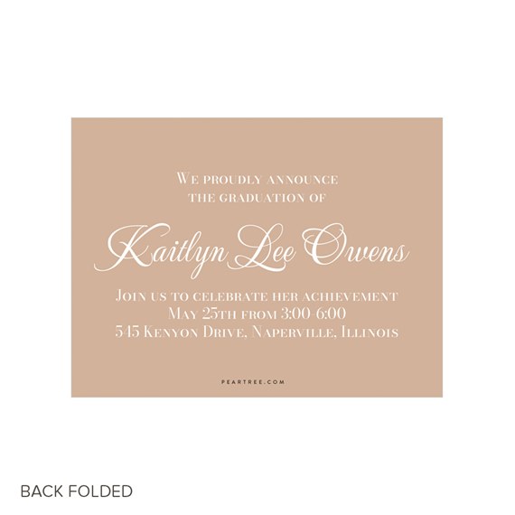 graduation invitation with calligraphy text on beige background