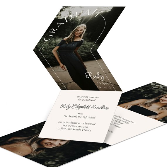 graduation announcement with customizable text area and photo placeholder