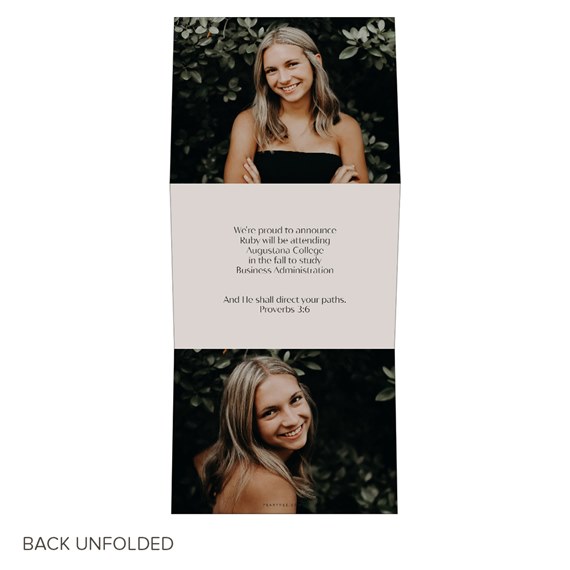 graduation announcement card with photo placeholder and text area