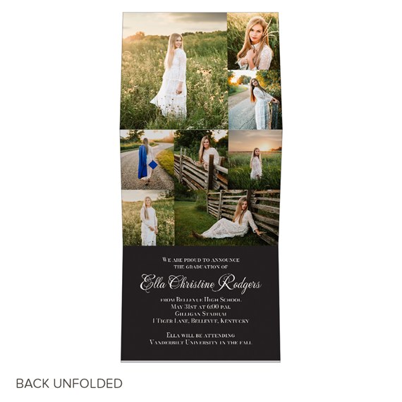 graduation announcement with photo placeholders and black background