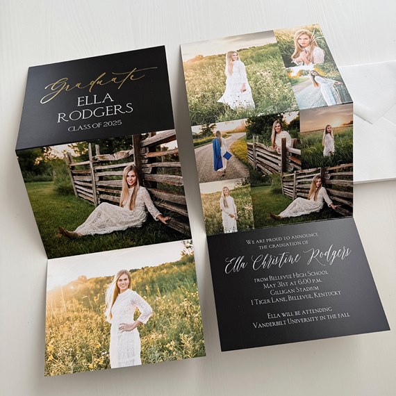 graduation announcement with photo collage and text