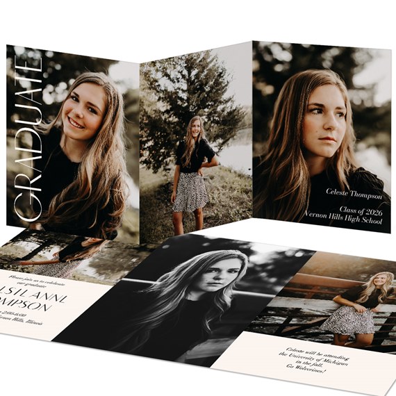 graduation invitation with photo placeholders and customizable text area