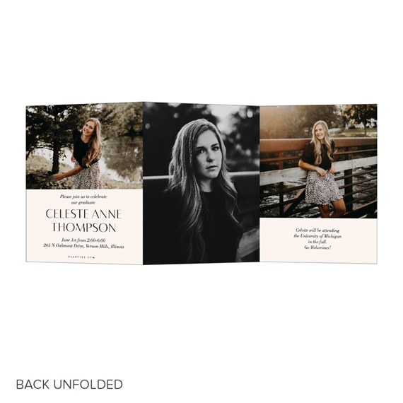 graduation invitation with photo area and text