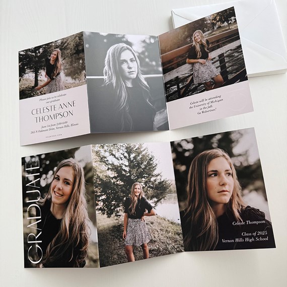 graduation invitation with photo areas and text