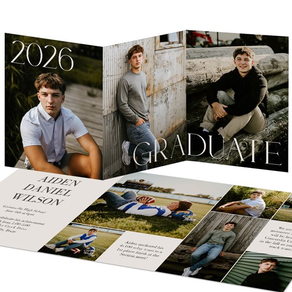 graduation announcement with photo areas and text