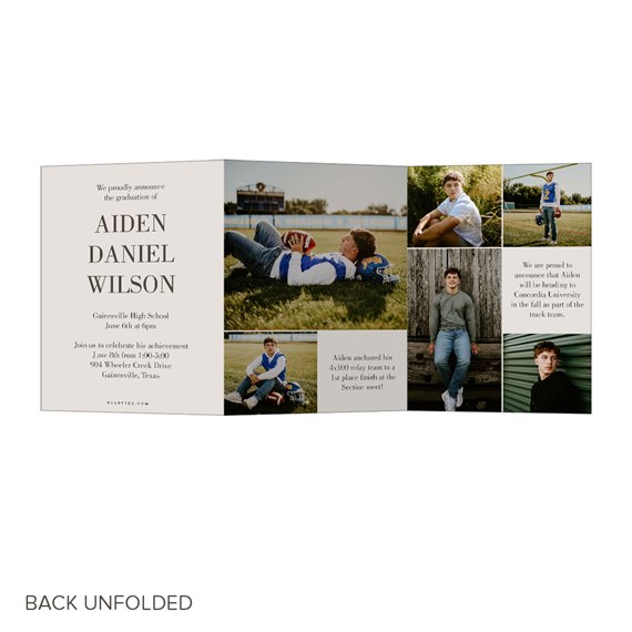 graduation announcement with photo placeholders and event details