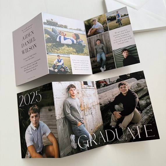 graduation announcement with photo placeholders and text