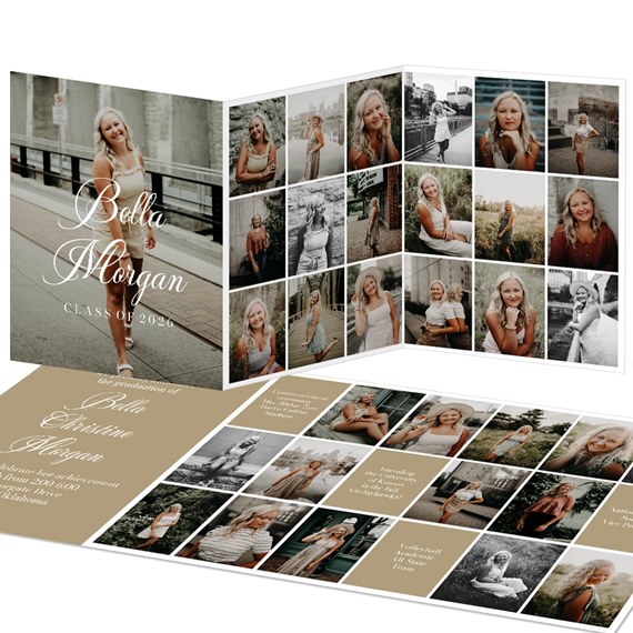 graduation invitation with photo placeholders and elegant text