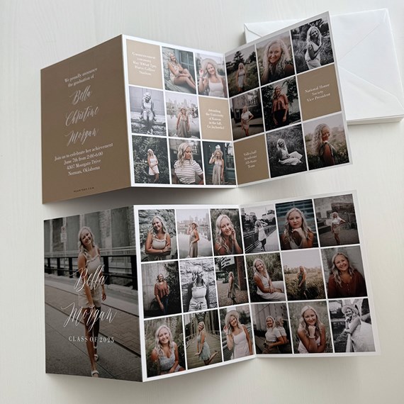 graduation party invitation with photo collage and customizable text area