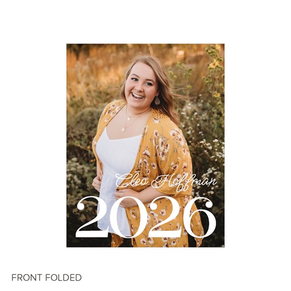 photo placeholder with floral border, name and year printed