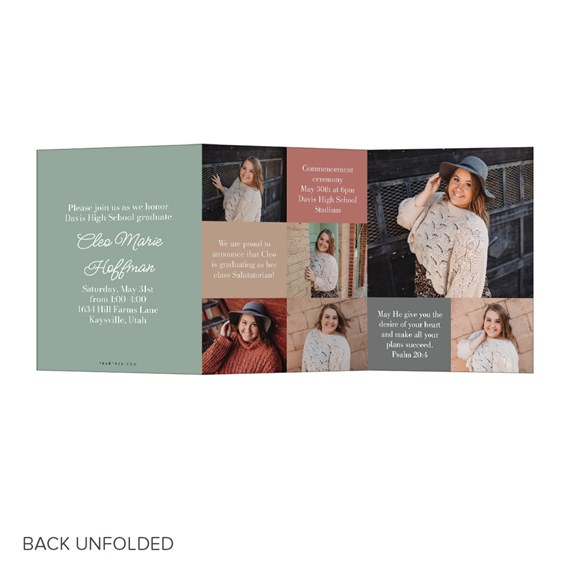 graduation announcement with photo area and event details
