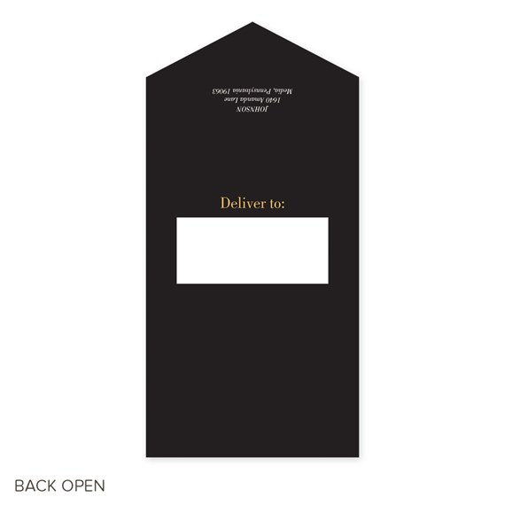 black graduation invitation with address area