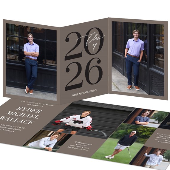 graduation invitation with photo placeholders and text