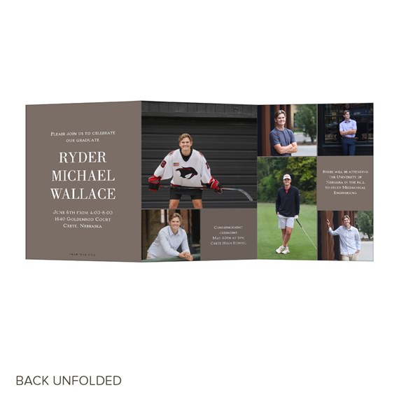 graduation invitation with photo placeholders and event details