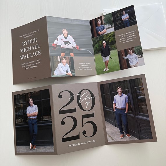 graduation invitation with photo placeholders and event details