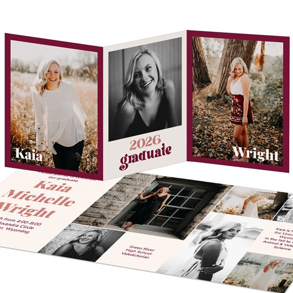 graduation party invitation with photo placeholders and text areas