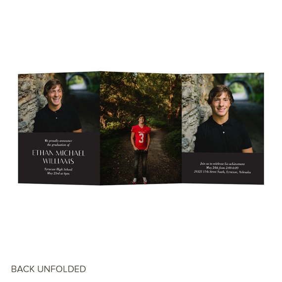 graduation invitation with photo placeholders and text