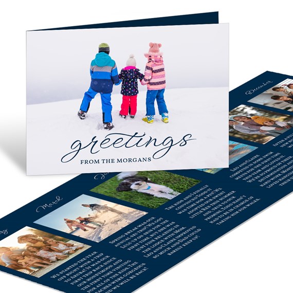 greetings card with photo placeholders and text