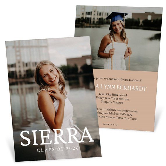 graduation announcement with photo area and event details