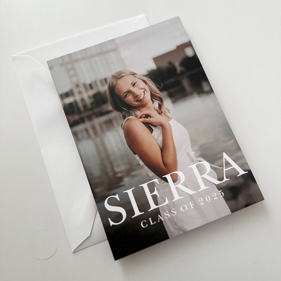 graduation announcement with photo area and text