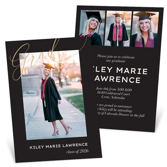 graduation invitation with photo placeholders and text
