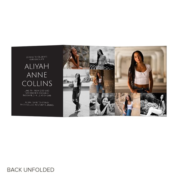 graduation invitation with photo placeholders and event details