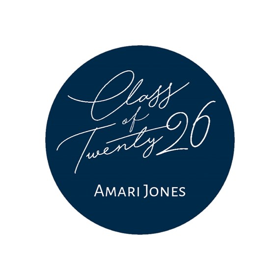 graduation sticker with scripted text and name