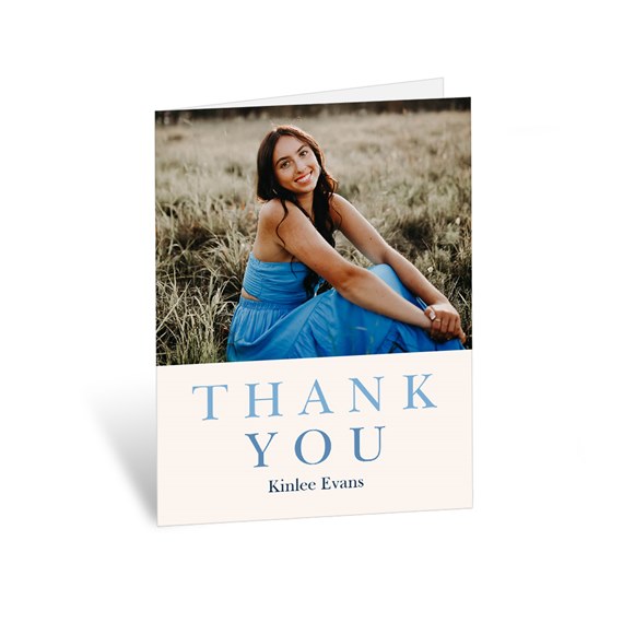 thank you card with photo placeholder and customizable text area