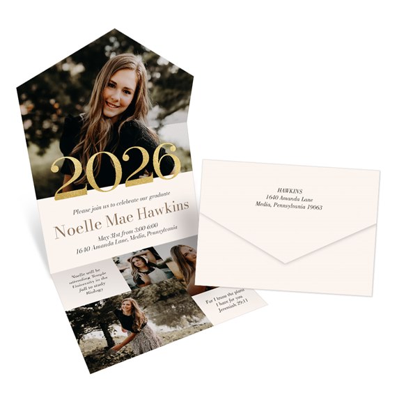 graduation invitation with photo area and envelope