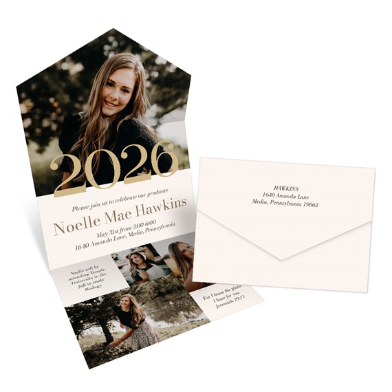 graduation invitation with photo area and envelope