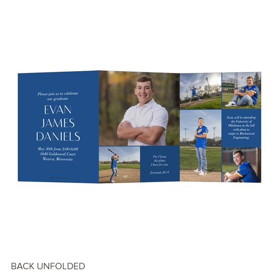 graduation announcement with photo placeholders and text areas